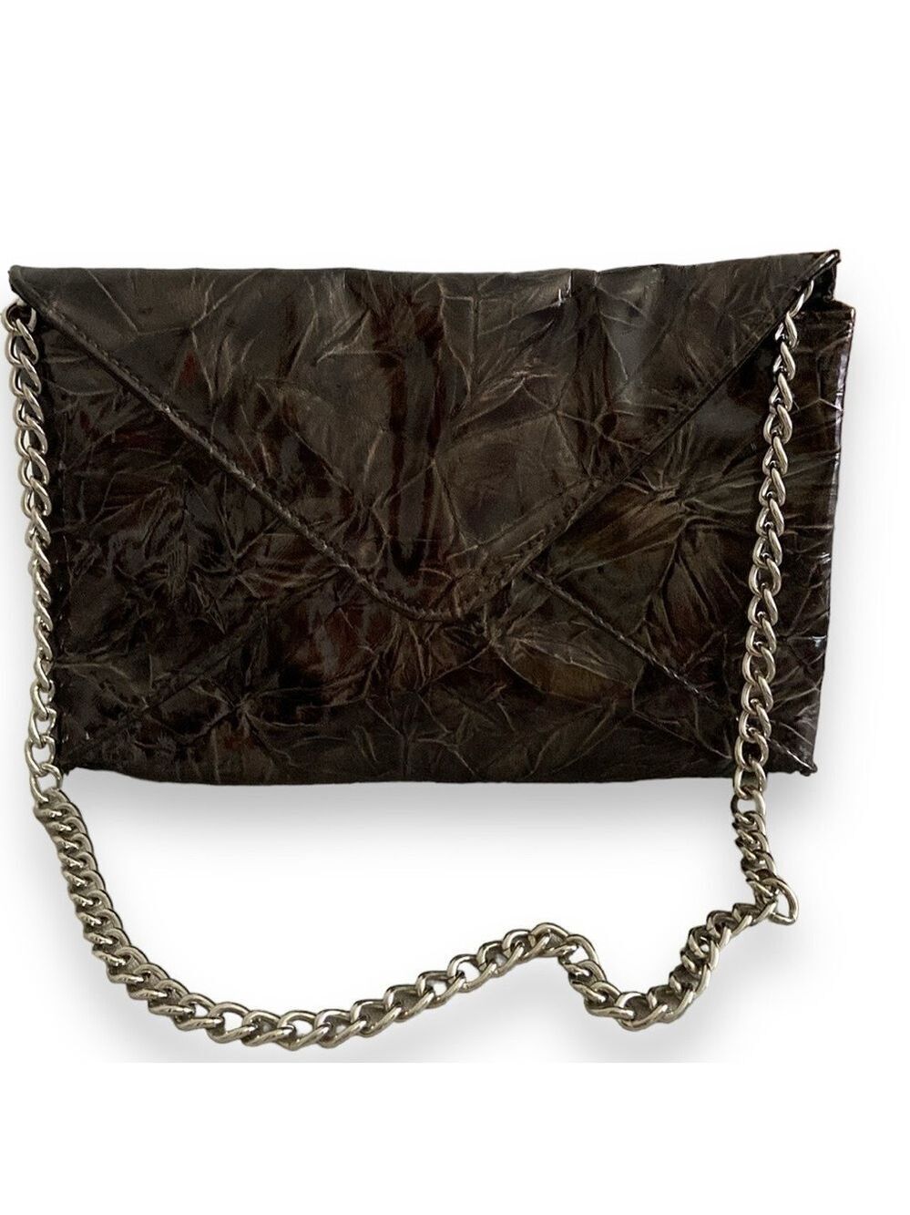 Jessica McClintock Evening Bag Envelope Chain Strap Brown